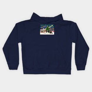 "Christmas Magic" Featuring Three Cavalier King Charles Spaniels Kids Hoodie